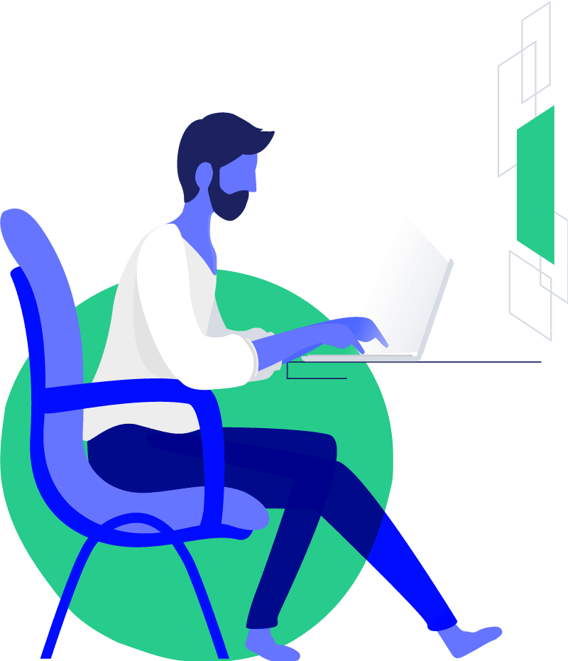 Mann am Laptop am Schreibtisch